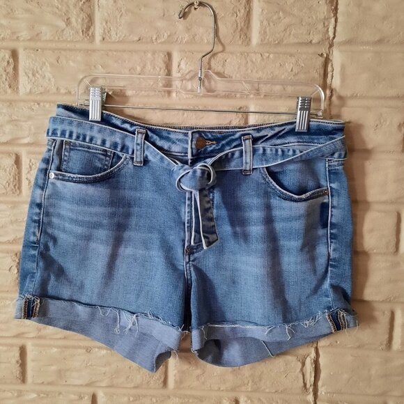Silver Jean Shorts Womens‎ 29 Blue High Rise Sure Thing Belted Raw Hem Cuffed - Picture 8 of 13